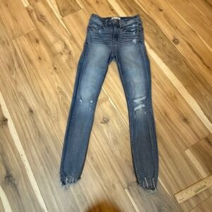 BKE Billie Slim Fit High Rise Ankle Skinny Jeans Distressed Blue Size 26